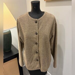 Equestrian 90’s Educator Tan Knit Cardigan Medium Academia Green Brand Recycled
